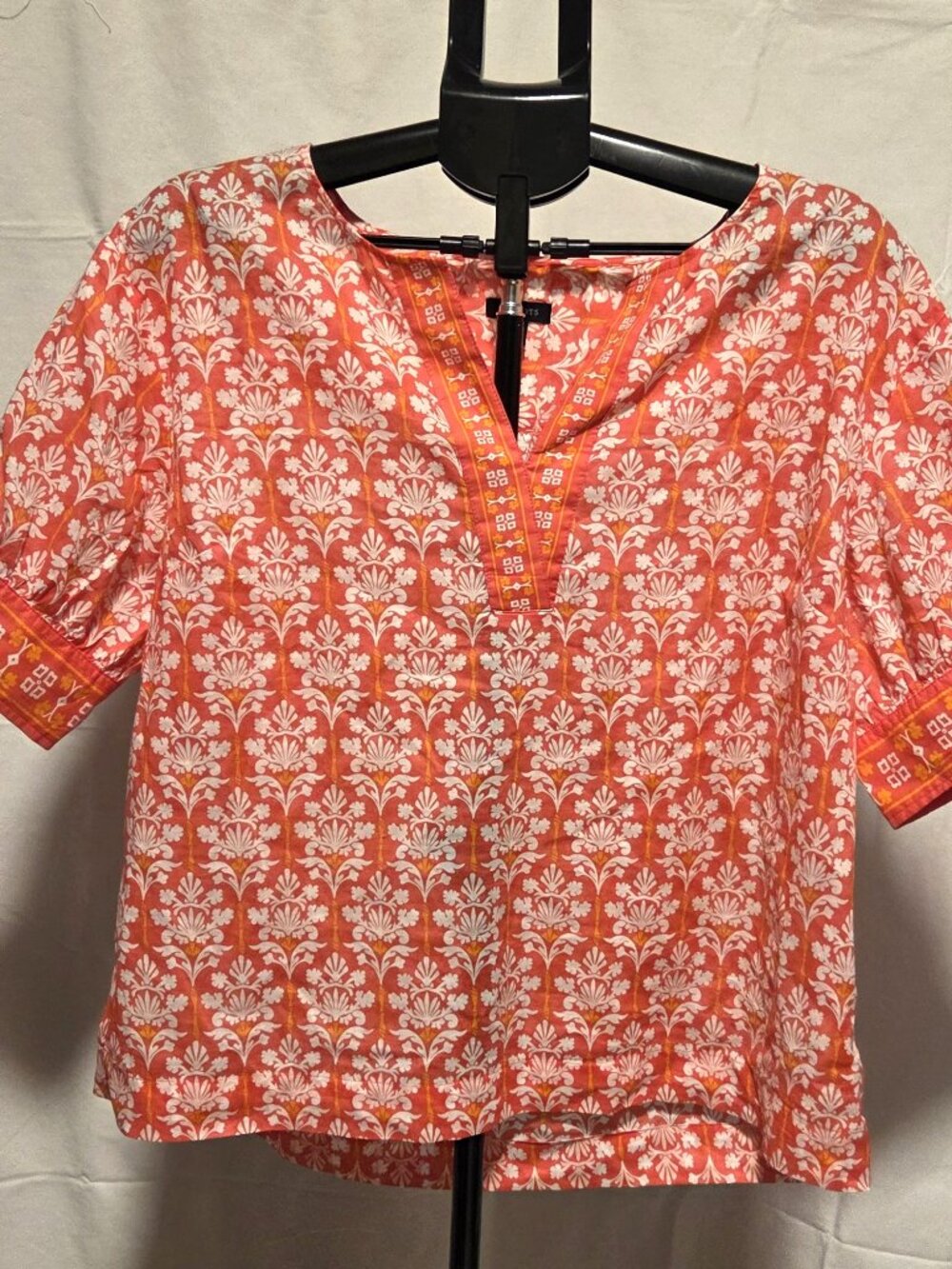 Talbots Split-Neck Cotton Damask Print Top Size Med Multicolor - New no tags